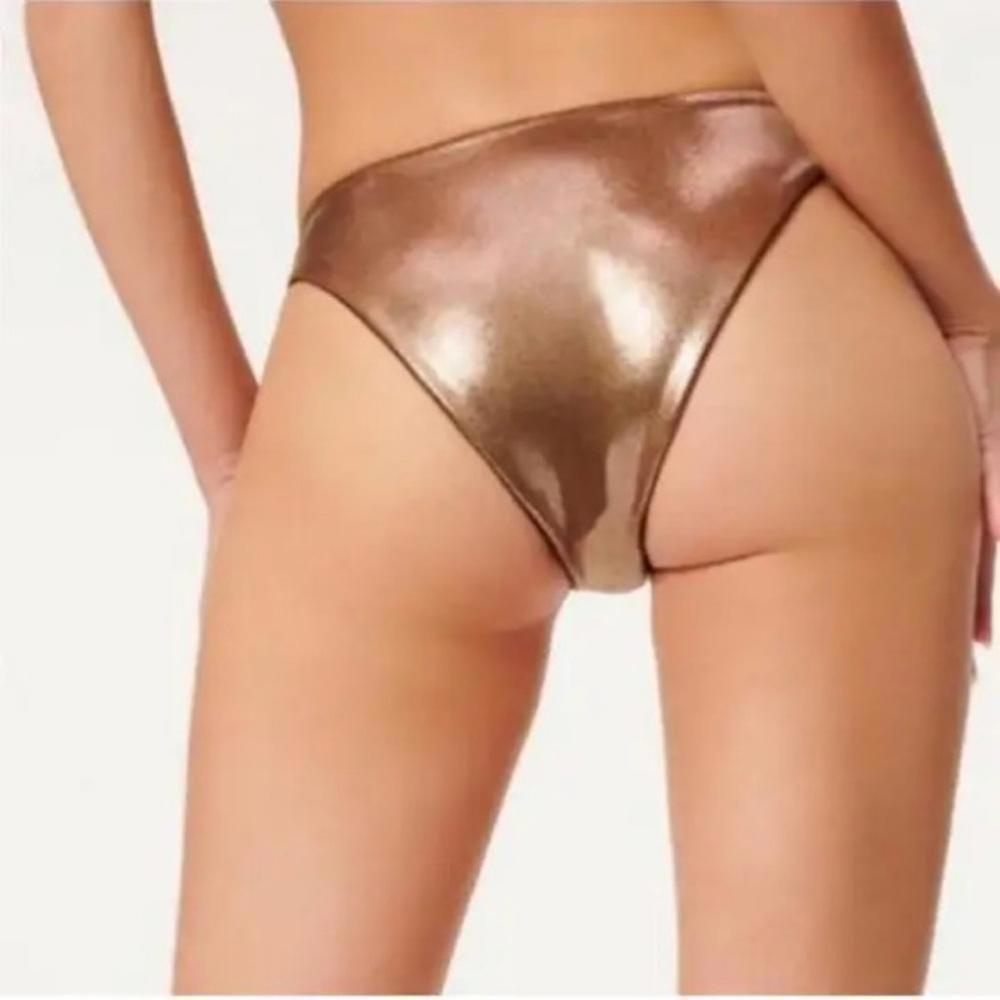 Good American Womens Foil Better Bikini Reversible Bottom Mocha Size M New - Picture 3 of 12